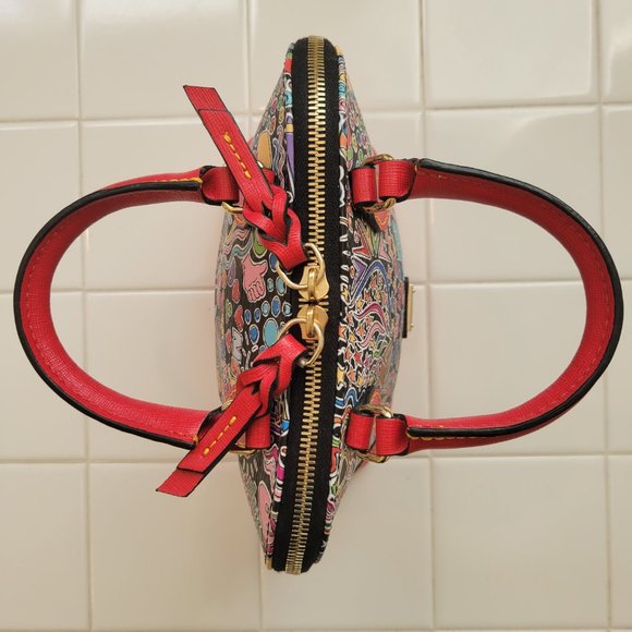 DOONEY & BOURKE Small Red Printed Leather Handbag Crossbody Bag - Picture 7 of 16